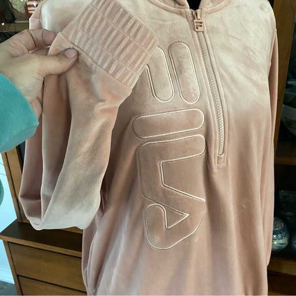 NWOT FILA Pink Velour 1/4 Zip Hoodie - Picture 7 of 7